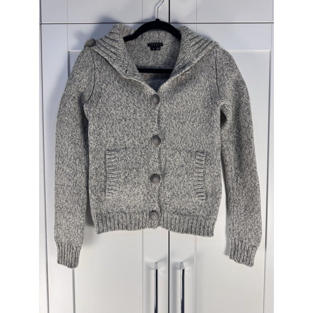 Theory Women’s Wool Cashmere Blend Sweater Cardigan Sz S Chunky Knit Luxury